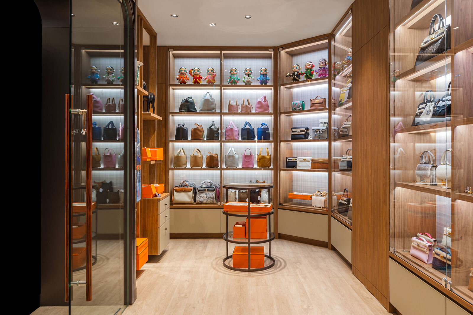 Backlit display cabinetry at Luxe Maison, Centre Point